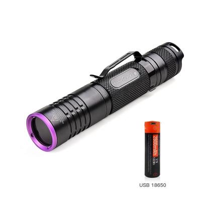 China Tank007 USB 365nm NDT Torch Flashlight Industrial Legal UV Ultraviolet Blacklight Flashlight Led 365nm Flashlight Black UV Light for sale