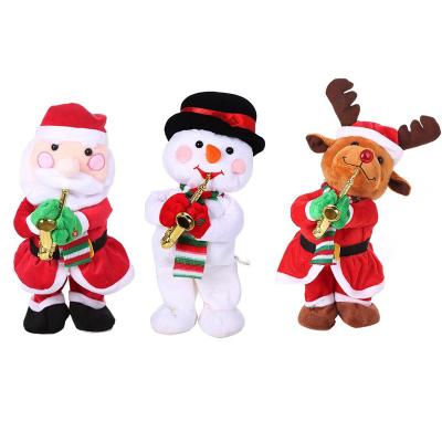 China Wholesale 32cm Cute Plush Toy Electronic Christmas Santa Sax Decoration Playing Toy Doll for sale