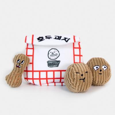 China Newest Durable Stored Nuts Peanut Shape Squeaky Chew Plush Dog Toy Pet Christmas Gifts for sale