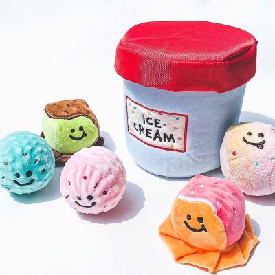 China Stocked 2020 Hot Selling Set Cute Squeaky Bite Ice Cream Doll Pet Play Dog Resistant Chew Toys for sale