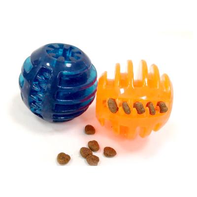 China Amazon Stocked Durable Permeable TRP Treat Feeder Ball Dog Chew Toy for sale