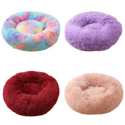 China Cheap Sustainable Large Plush Pet Dog Accessories Soft Round Soft Warm Nest Sofa Bed Cute Donut Cat Nest Sleeping Nest for sale