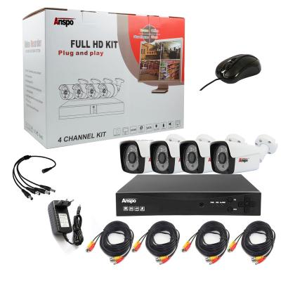 China Anspo AHD 4CH NIGHT VISION KIT 2MP Security Cameras System Surveillance Kit CCTV 1080P Outdoor Waterproof Night Vision for sale