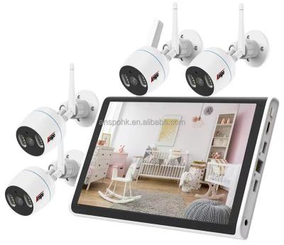 China NIGHT VISION 3MP 4CH wifi kit with NVR waterproof camera with 10.1 inch display lcd monitor all in one set cctv camera system plug and play for sale