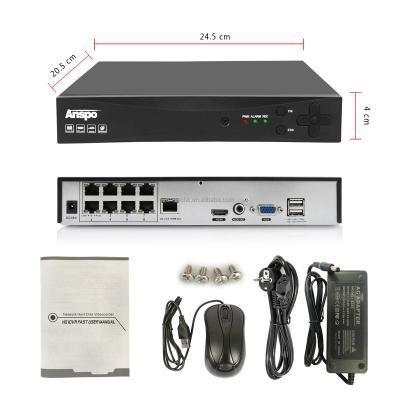 China Anspo H.265 Security Surveillance Network Video Recorder XMeye P2P CCTV Plug and Play POE NVR ASP-6508NVR Camera 5MP 8CH POE NVR for sale