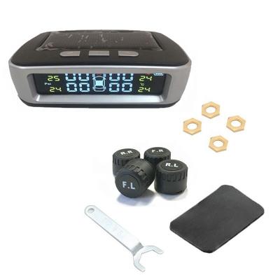 China Metal and Plastic Car TPMS Solar Powered Car Tire Pressure Monitor System Radio 4 External Sensors for sale