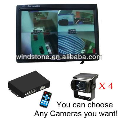 China Car Quad Monitor Multiplexer 4 Video Nightvision Camera 7 Inch Car Quad Monitor for sale