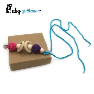 China Solid Wooden Most Popular Crochet Baby Nursing Natural Wooden Teething Necklace With Customize Z08270K for sale