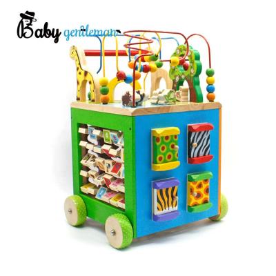 China Wooden Top Selling First Educational Wooden Baby Push Walker With Busy Activities Z16040E for sale