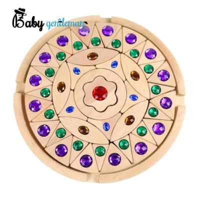 China Promotion Price Children's Building Toy Wooden Gem Building Blocks Educational Blocks Set Z12234BA for sale