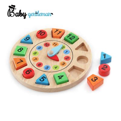 China New Shape Educational Wooden Matching Toys Solid Wood Teaching Clock For Children Z14020K for sale