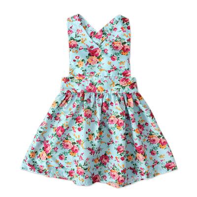 China Wholesale Hot Selling Summer Fashion Washable Girls' Lace-Up Children's Floral Kids Dress for sale