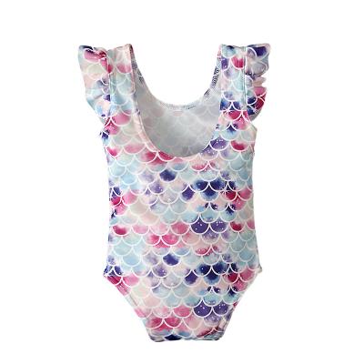 China USA QUICK DRY summer children's swimwear girls color sleeve one piece backless ruffle children's swimwear for sale