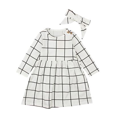 China Wholesale Casual White Color O-neck Girls Spring Fashion Washable Hot Selling Long Sleeve Kids Long Sleeve Children Dress for sale