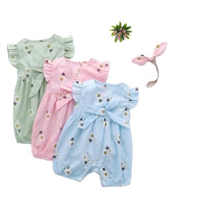 China Polyester/foreign style infant romper toddler girls clothes lightweight breathable short sleeve cotton summer onesie baby cotton fashion for sale