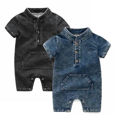 China Summer Baby Infant Romper Polyester/Cotton Children's Clothing Boys Girls Denim American Toddler Short Sleeve Overalls for sale