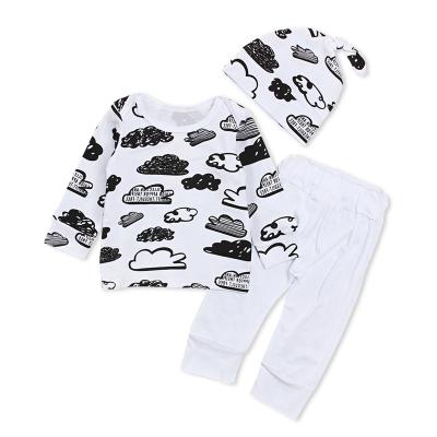 China QUICK DRY Autumn Top White Pants Children's Two Piece Long Sleeve Toddler Boys Spring Pattern Clothing Infant Baby Sets INS for sale