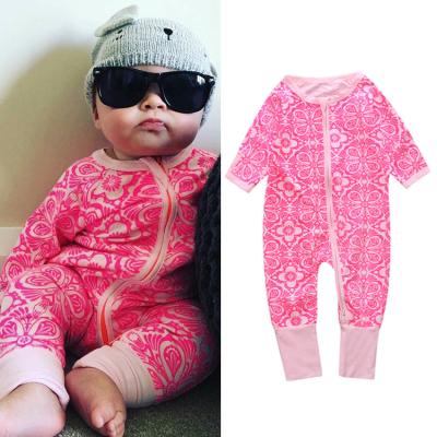 China Fashion bamboo comfortable unisex zipper jumpsuit unisex baby cotton onesie newborn polyester/sheet baby romper for sale