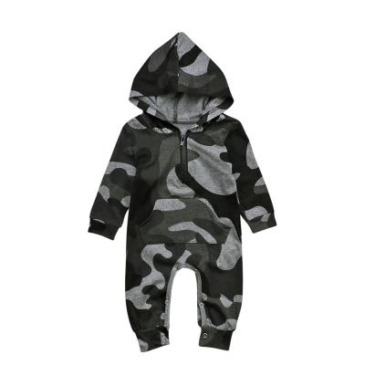 China Autumn Baby Polyester/Spring Cotton Kids Boys Camouflage Infant Romper American Clothing Long Sleeve Hooded One-Piece Overalls for sale