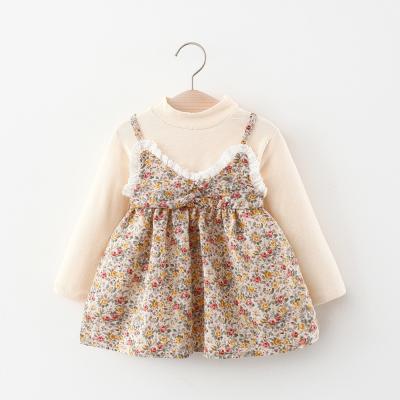 China Wholesale New Version Spring Suspender Washable Floral Printing Suspender Kids Korean Girls' Infant Baby Dress for sale