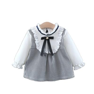 China Baby Girls O-Neck Infant Dress Autumn Children's Clothing Spring Washable Children Toddlers Long Sleeve Plaid Wholesale Fashion for sale