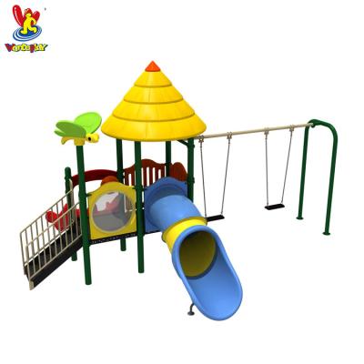 China Imported LLDPE +galvanized plastic steel pipe kids swing and slide for sale outdoor garden playground for sale