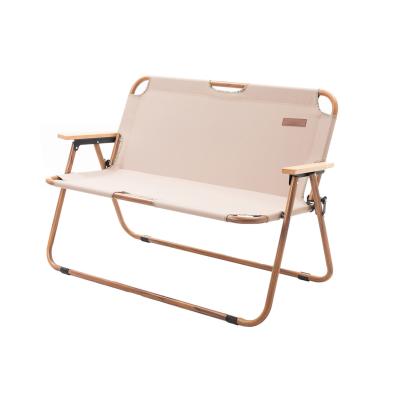 China Folding; Cheap Promotional Ultra-light Grain Aluminum Wooden Double Folding Chair Outdoor Portable Folding Chair for sale