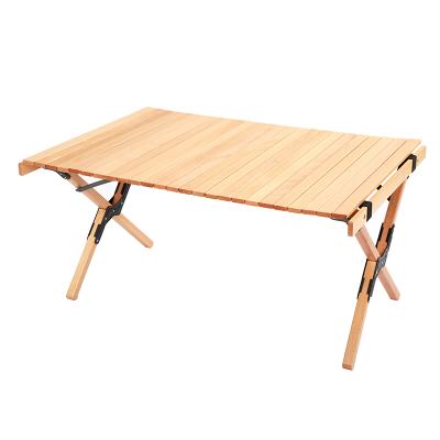 China New Folding Light Weight Rectangle Camping Table Folding Egg Roll Table Egg Roll Table Outdoor Wooden Folding Table for sale