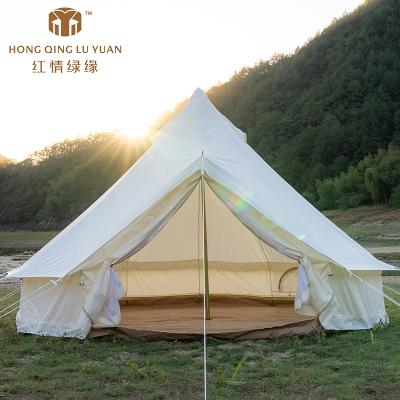 China Diamond Ground Nail Outdoor Large Glamping Hexagon 900D Oxford Tent Waterproof Camping Bell Tent All Season Family Picnic Tent For Event for sale