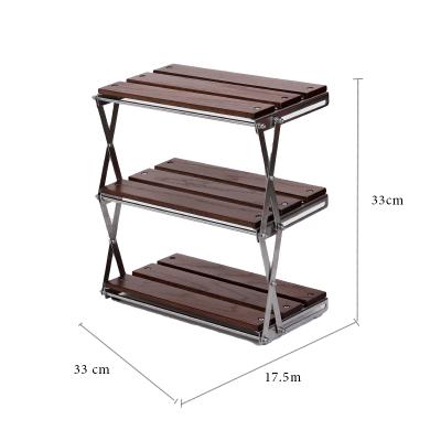 China Folding; Multi-Tier Desktop Storage Organization Rack Display Rack Ultralight Wooden Rack Storage Camping Tiered Desk Shelf for sale