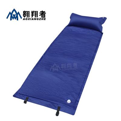 China Wholesale blue automatic inflatable outdoor activity sleep pad with pillow for outdoor camping for sale for sale