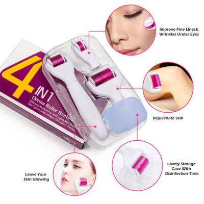 China Factory direct wholesale dermaroller Anti-hair removal CE micro needle derma roller set 4 in 1 kit for sale