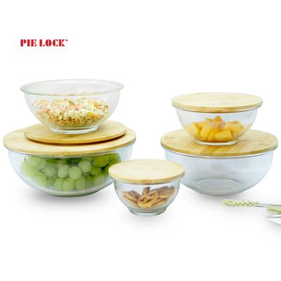 China Disposable Top Glass Mixing Bowls with Bamboo Lids - Mixing Bowl with BPA Free Lids, Space Saving Nesting Bowls for sale