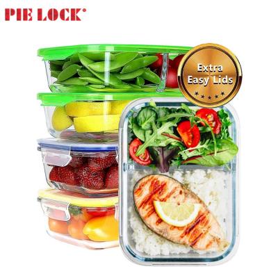 China 4 Pack Viable 35 oz Large Compartment 1&2 Meal Prep Glass Bento Box Airtight Lunch Containers for sale