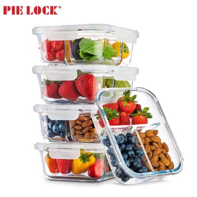 China Exclusive Viable Selling Well 3 Compartment Glass Food Bowl With Seal Lid Glass Food Container Set for sale