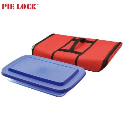 China Disposable Rectangular Borosilicate Glass Bakeware With Lid And Carrier Bag Set for sale