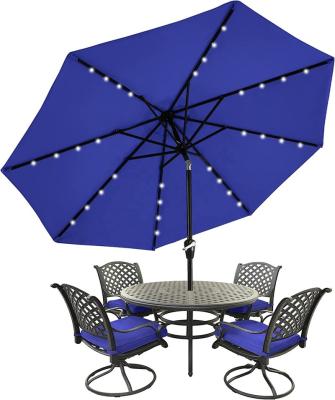 China MASTERCANOPY Modern Patio Umbrella With 32 Solar LED Lights 8 Ribs 7.5ft Blue for sale