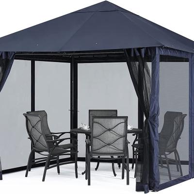 China Outdoor Garden MASTERCANOPY 10x10FT Patio Gazebo Awning with Mosquito Netting for Lawn, Garden, Backyard and Deck (Navy Blue) for sale