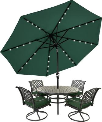 China MASTERCANOPY Contemporary Patio Umbrella with 32 LED Solar Lights -8 Ribs (7.5ft, Forest Green) for sale