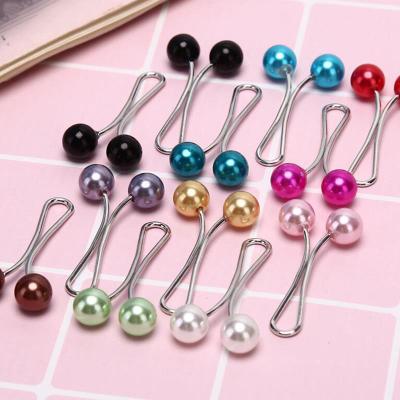 China Muslim Arab Water Drop Pin Hijab Fashion 12pcs Pin Metal Pearl Scarf Brooch Safety Pin For Lady Pin Clips Headscarf Shawl Scarf Scarf Pearl Clip Accessories for sale