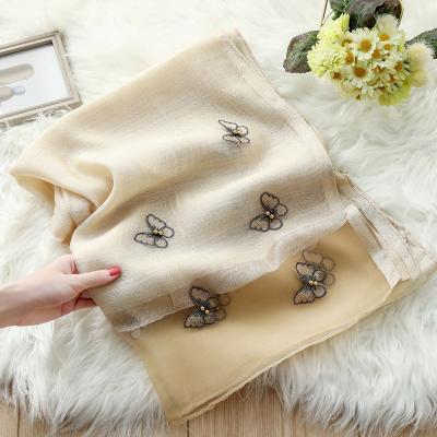 China Solid silk pashmina scarf women's shawls and wraps spring splice scarf women's long fashion luxury casual classic pure silk scarf for sale