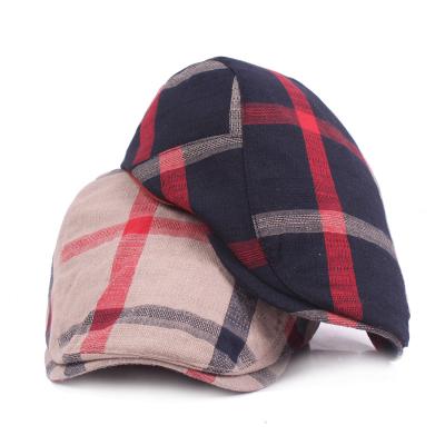 China Plaid Striped Classic Beret Covers Mens British Womens Hats Cotton Hats Berets Adjustable Outdoor Winter Fall Beret Outdoor Riding Women for sale