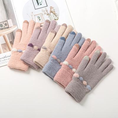 China Full Finger Mittens Knitted Touch Screen Gloves For Women Girls Christmas Womens Cashmere Full Finger Mittens Autumn Winter Warm Thick Gloves Cashmere Knitted Touch Screen Ski Gloves for sale