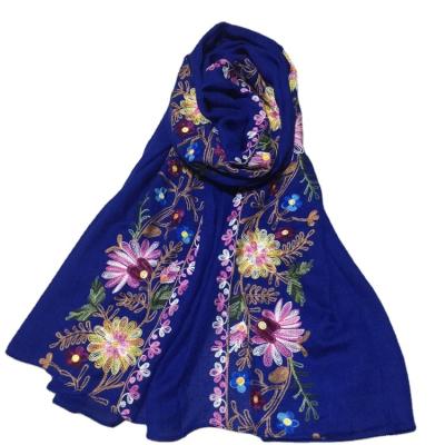 China Soft Touch Feeling Fashion Plain Embroidered Indian Hijab Floral Viscous Scarf Shawl Bandana Print Cotton Scarves And Wraps for sale