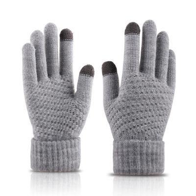 China Fashion Cashmere Knitted Women's Autumn Winter Warm Thick Touchscreen Gloves Cashmere Knitted Touch Screen Gloves Women's Skiing Skiing Gloves for sale