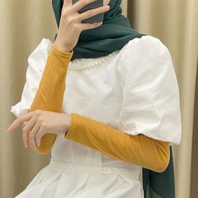 China Women's LONG Sleeve Raglan Malaysia Arm Cover Oversleeve Solid Color Muslim Muslim Modal Islamic Ethnic Lady Shawl For All Seasons for sale