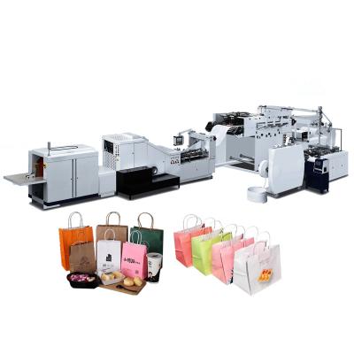 China Garment Shops Automatic Paper Bag Making Machine Fully Automatic Flat/Twisted Handle Shopping Bag Charcoal Packing Machine for sale