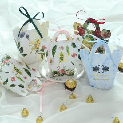 China Recyclable Paper Gift Box Cake Box Baby Shower Wedding Favor Boxes Candy Box With Ribbon for sale