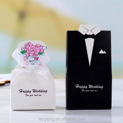 China Disposable Wedding Favor Box -- Dress Tuxedo, Bride and Groom Candy Box for Bridal Shower / Wedding for sale