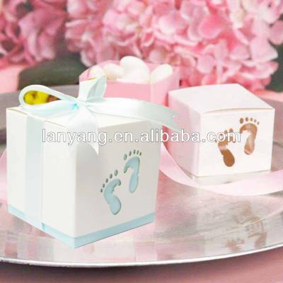 China Disposable Baby Shower Decorations Baby Feet Candy Gift Box Baby Shower Favor Box for sale